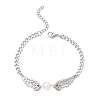 Alloy Wing & Shell Pearl Link Bracelets BJEW-TA00701-2