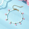 Floral Glass Seed Bead Charm Bracelets for Women BJEW-MZ00306-01-1