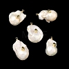 Brass & Pearl Micro Pave Cubic Zirconia Pendants KK-H259-13B-G01-1