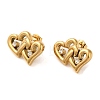 Double Heart 304 Stainless Steel Rhinestone Stud Earrings for Women EJEW-U003-13G-1