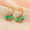 Four Leaf Clover Hoop Earrings Alloy Huggie Hoop Earrings Green Shamrock Hoop Earrings Rhinestone Hoop Earrings St Patrick's Day Ear Jewelry Gift for Women JE1083A-5