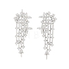 Rhodium Plated 925 Sterling Silver Micro Pave Clear Cubic Zirconia Stud Earring Findings STER-U004-07P-1