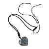Natural Labradorite Heart Pendant Necklaces PW-WG04E68-01-5