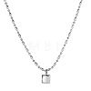 304 Stainless Steel Polished Square Pendant Necklaces for Women WGCA7B3-04-1