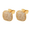 Brass Micro Pave Cubic Zirconia Stud Earrings EJEW-F418-15G-2