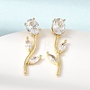 Brass Micro Pave Cubic Zirconia Stud Earrings KK-CBA8324-20G-05-3