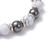 Non-Magnetic Synthetic Hematite & Howlite Beads Stretch Bracelets for Women BJEW-JB12830-4