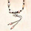Ethnic Style Alloy & Porcelain Ceramic Beads Butterfly Pendant Tassel Y Necklaces LS-NJEW-D308-01C-4