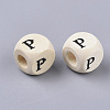 Printed Natural Wood Beads WOOD-T026-001P-2