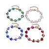 Faceted Heart Glass Link Bracelets for Women BJEW-JB10894-1