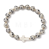 Round Natural Dalmatian Jasper Stone Beaded Stretch Bracelets BJEW-JB13450-2