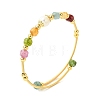 Natural Tourmaline & Freshwater Pearl Beaded Copper French Wired Cuff Bangles for Women BJEW-JB13987-01-3
