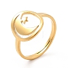 Ion Plating(IP) 201 Stainless Steel Moon & Star Adjustable Ring for Women LS-RJEW-F131-07G-1