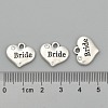 Wedding Theme Antique Silver Tone Tibetan Style Heart with Bride Rhinestone Charms LS-TIBEP-N005-12E-3