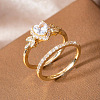 Alloy Micro Pave Cubic Zirconia Finger Rings Sets for Women FS-WGC007F-01-1