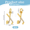 4Pcs Sports 304 Stainless Steel Rhinestone Pendants STAS-PH0007-49-2