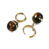 Ion Plating(IP) 304 Stainless Steel & Natural Tiger Eye Round Hoop Earrings for Women EJEW-K281-22G-2