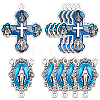 10Pcs Religion Alloy Enamel Blue Oval with Virgin Chandelier Component Links FIND-SC0024-36-1