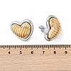 304 Stainless Steel Two Tone Heart Stud Earrings EJEW-M073-09PG-02-4