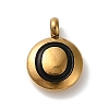304 Stainless Steel Black Enamel Charms STAS-R009-01G-O-1