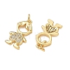 Brass Micro Pave Clear Cubic Zirconia Pendants CU-CBA9AFC-01G-07-2