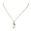 Electroplate Shell Pearl Flower Teardrop Pendant 304 Stainless Steel Cable Chain Necklaces for Women NJEW-JN06193-4