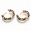 Brass Micro Pave Colorful Cubic Zirconia Hoop Earrings EJEW-S208-058-3
