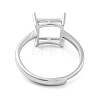 Square Adjustable 925 Sterling Silver Ring Components STER-G042-04P-3