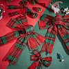 10Pcs 2 Style Christmas Theme Tartan Pattern Polyester Bowknot AJEW-CA0002-64-4