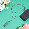 1Pc Natural Green Aventurine Bullet Macrame Pouch Pendant Alloy Chain Necklaces NJEW-PA0001-01A-4