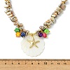 Ocean 304 Stainless Steel Starfish and Natural Shell Pendant AB Color Beaded Necklaces NJEW-JN06213-4
