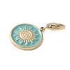 Flat Round with Sun 304 Stainless Steel Enamel Pendant Decoration STAS-S165-01A-G-2