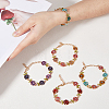 FIBLOOM 5Pcs 5 Colors Alloy Rose Link Chain Bracelets Set with Rhinestone BJEW-FI0001-63-3