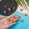 10Pcs 5 Styles Brass with Glass Dark Red Sacred Heart Connector Charms KK-TA0008-63-6
