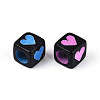Fluorescent Color Plastic Cube Beads KY-T041-24M-2