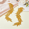 2 Pairs 2 Colors Polyester Metallic Thread Embroidery Leaf Appliques DIY-FH0005-82-5