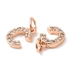 Brass Micro Pave Grade AAA Cubic Zirconia Charms LS-ZIRC-P067-11RG-C-NR-3