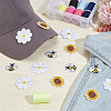 DELORIGIN Bees & Flower Polyester Embroidery Cloth Iron On/Sew On Patches AJEW-DR0001-41-3