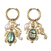 Ocean Natural Cultured Freshwater Pearl & Natural Paua Shell Dangle Earrings for Women EJEW-JE07137-3