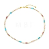 Natural Rose Quartz & Dyed Howlite & Rhodonite Heishi Beads and Natural Cultured Freshwater Pearl Rice Beaded Necklaces for Women NJEW-JN06294-01-2