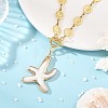 Ocean Natural Shell Brass Starfish Pendant 304 Stainless Steel Spiral Link Chain Necklaces for Women NJEW-JN06396-1