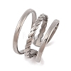 Non-Tarnish Twist 304 Stainless Steel Three-layer Cuff Rings for Women RJEW-G322-02P-1