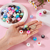  50Pcs 10 Colors Round with Star Food Grade Eco-Friendly Silicone Beads SIL-TA0001-47-12
