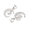 925 925 Sterling Silver Pave Clear Cubic Zirconia Crescent Moon with Star Charms STER-G050-02P-2