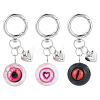 3Pcs 3 Colors Eye Alloy Resin Pendant Keychains KEYC-PH0002-38-1