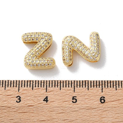 Rack Plating Brass Micro Pave Cubic Zirconia Slide Charms KK-C084-34G-Z-1