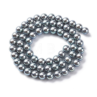 UV Plating Pearlized Glass Pearl Beads Strands GLAA-F128-01A-T23-1