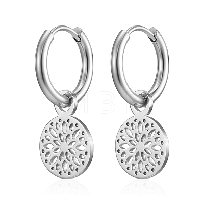 Non-Tarnish Stainless Steel Round Dangle Earrings for Women WC9613-2-1