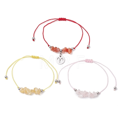 3Pcs Constellations Adjustable Nylon Cord Braided Bead Bracelets for Women Men BJEW-JB11325-01-1