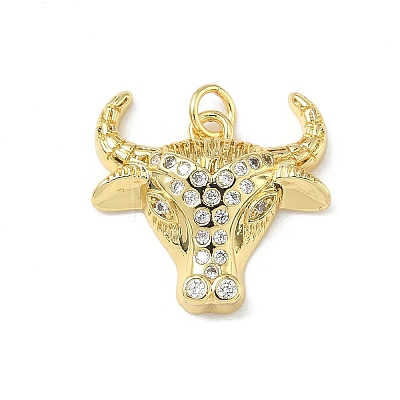 Brass Micro Pave Clear Cubic Zirconia Pendants KK-P350-01G-1